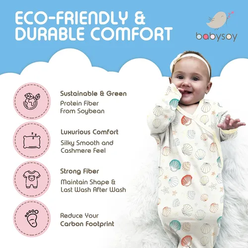 Vista 20 de Babysoy Kimono de algodón orgánico de manga larga Onesie Bodysuit