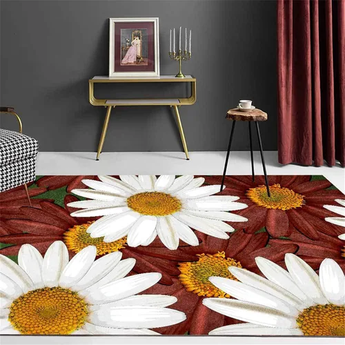 Vista 15 de Alfombra hippie de girasol, 3 x 4 pies, alfombra floral abstracta, alfombra multicolor brillante, antideslizante, fácil de limpiar, para entrada