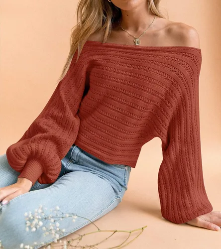 Vista 4 de ZESICA Suéter holgado de manga larga con cuello redondo para mujer estilo casual de otoño