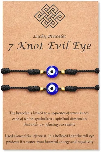 Vista 11 de Pulsera de 7 nudos contra el mal de ojo para mujeres, hombres y bebés, cuerda roja negra rosa, protección contra el mal de ojo, buena suerte, regalo