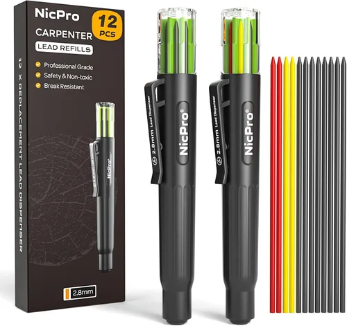 Vista 8 de Nicpro Carpenter - Recambios de plomo para lápices de 0.110 in, 6 piezas, color negro