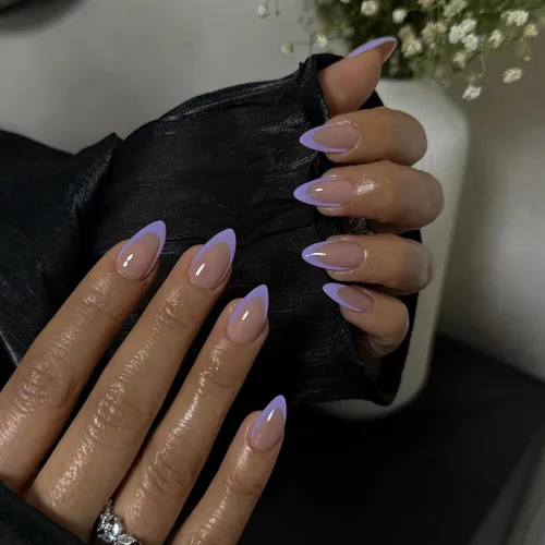 Vista 26 de 30 Uñas Postizas de Punta Francesa Negra a Presión, Uñas de Almendra Cortas para Presionar, Uñas Postizas Cortas en Forma de Almendra, Uñas