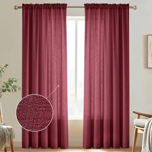 Vista 52 de Melodieux Cortinas de Niveles Semitraslúcidas Negras de 24 Pulgadas de Largo para Cocina, Cafetería, Dormitorio, Ventanas Pequeñas, Aspecto de Lino