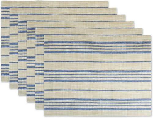 Vista 9 de DII Mantel individual tejido de PVC con rayas de granja negra