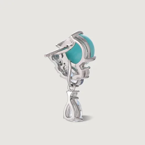 Vista 5 de Gems Beauty - Pendientes colgantes de plata de ley hechos a mano con topacio azul natural de Tiendayte