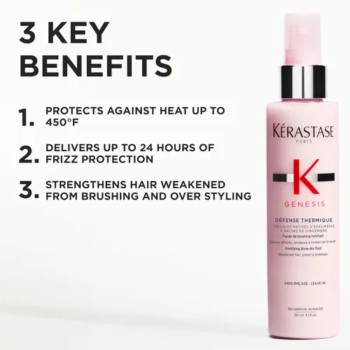 Vista 3 de Kerastase Genesis Thermique Primer para Secado con Secador, Protector Térmico para Cabello Débil o Dañado, Anti-Rotura, Desenreda e Hidrata sin