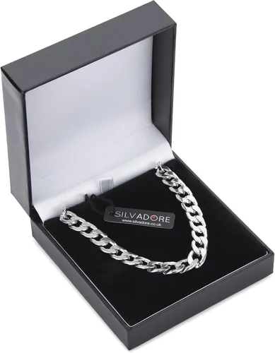 Vista 6 de Silvadore 9mm Miami CUBAN Link Chain for Men Necklace - NON-TARNISH & FADE-PROOF Real Silver Stainless Steel - Boys Mens Christmas Gifts - Thick Big