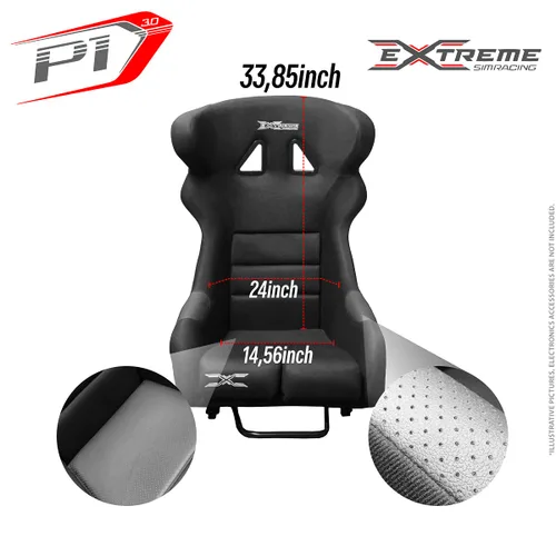 Vista 8 de Extreme Sim Racing Wheel Stand Advanced Cockpit P1 Black Edition Racing Simulator For Logitech G29, G920, G923 Thrustmaster Fanatec Simagic - DIRECT