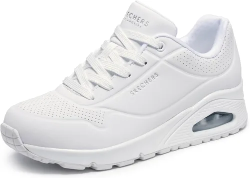 Vista 19 de Skechers Tenis UNO Stand on Air para mujer Tenis casuales, plantilla de espuma viscoelástica refrigerada por aire, amortiguación visible de Rojo