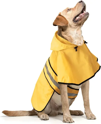 Vista 2 de Chubasquero Reflectante Impermeable para Perros - Chaqueta Ligera de Lluvia para Perros con Capucha, Abrigo de Lluvia Ajustable para Mascotas