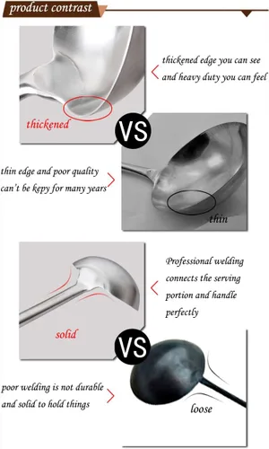 Vista 5 de Tenta Kitchen Cuchara profesional grande de acero inoxidable para servir – Cucharón de salsa para sopa para comedor escolar, cocina de hotel