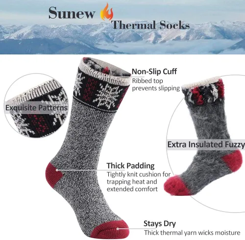 Vista 6 de Sunew Calcetines térmicos cálidos, calcetines unisex gruesos con aislamiento térmico térmico para invierno