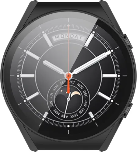 Vista 5 de Funda rígida de policarbonato compatible con Xiaomi Watch S1 con protector de pantalla de vidrio templado ultra fino HD, ultradelgado, resistente a