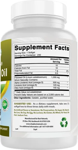 Vista 6 de Best Naturals Aceite de linaza 1000 mg 240 cápsulas blandas - Omega-3-6-9