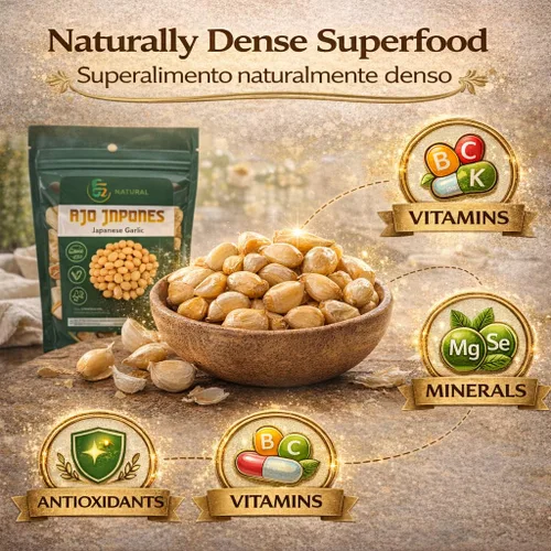 Vista 8 de Ajo Japones 100% Natural 3 oz/85 gr, Vegano, Ajo Japonés Bolsa resellable de 3 oz/85 gr. /100% Ajo Japonés Natural 3 oz/85 gr, Vegano, bolsa