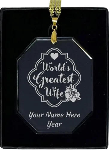 Vista 7 de LaserGram Adorno de Navidad, la esposa más grande del mundo, grabado personalizado incluido (forma de diamante)