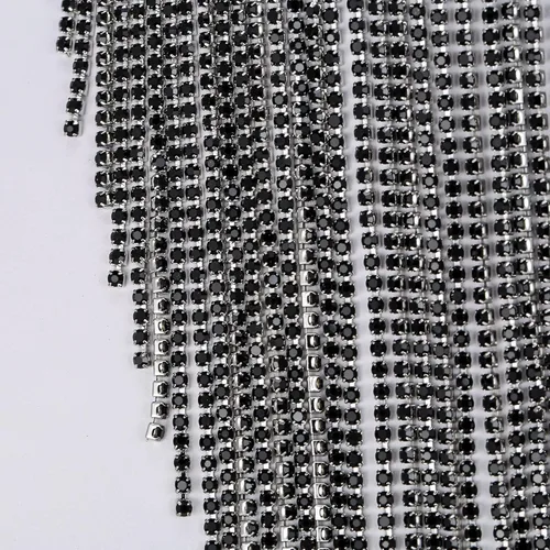 Vista 6 de Flyonce - Collar con diamantes de imitación para mujer, gargantilla con borla estilo pechera, joyería para fiesta formal