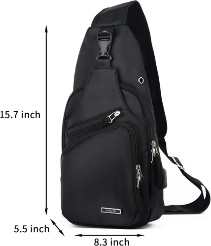 Vista 3 de Bolso bandolera pequeño para hombres y mujeres, resistente al agua, con una correa, bolso cruzado en el pecho para senderismo y viajes