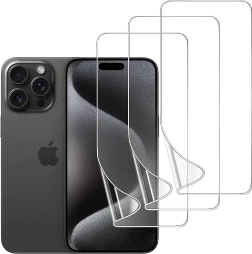 Vista 22 de Paquete de 3 protectores de pantalla de TPU para iPhone 13/13 Pro de 6.1 pulgadas, película de hidrogel transparente HD transparente suave