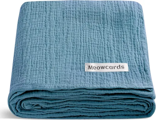 Vista 30 de meowcards Mantas de muselina para envolver al bebé, esenciales unisex para bebés niños y niñas, tamaño grande 47 x 47 pulgadas, mantas de recepción