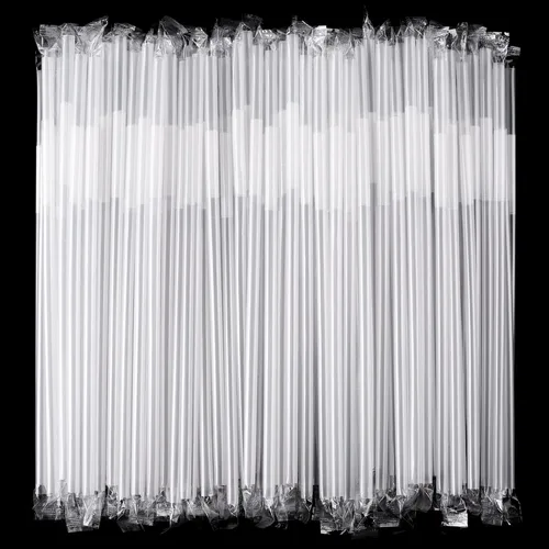Vista 7 de [Envueltas individualmente] 100 popotes de plástico flexibles negros, popotes flexibles desechables, 10.2 pulgadas de largo y 0.23 pulgadas