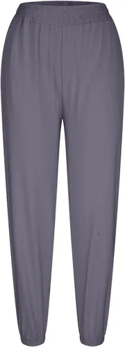 Vista 4 de Pantalones deportivos de pierna ancha para mujer, pantalones harén de algodón y lino, pantalones holgados sólidos para entrenamiento y correr
