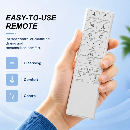 Vista 5 de Asiento de inodoro con bidé, agua caliente ilimitada inteligente, asiento para inodoro calefactado electrónico con control remoto, lavado turbo