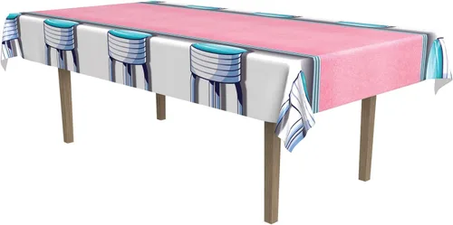 Vista 7 de Beistle Soda Shop - Mantel para taburetes (2 piezas, 54 x 108 pulgadas), multicolor