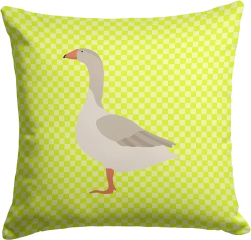 Vista 152 de Caroline's Treasures BB8163PW1414 Beltsville - Almohada decorativa de tela a cuadros pequeños, color blanco, pavo y gallina azul, lavable a máquina