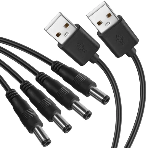 Vista 2 de 2 cables de alimentación USB a DC5521 de 5 V USB a DC5521 cable de carga divisor en Y, cable de carga de 5 V 2.5 A USB A macho a doble CC de 0.217 x