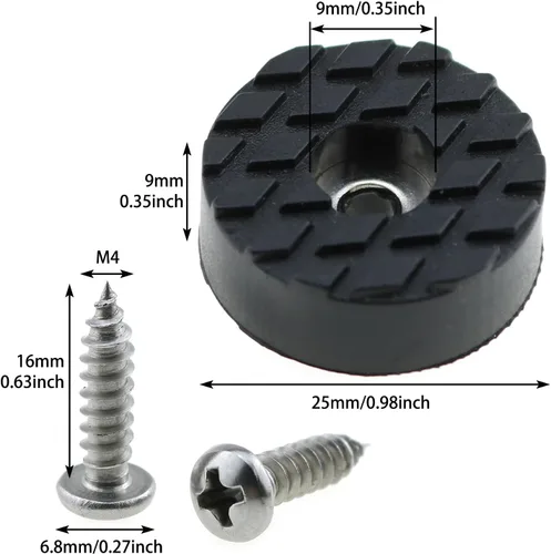 Vista 4 de 20 piezas de patas de goma roscadas redondas almohadillas antideslizantes de goma para muebles con tornillos para patas de silla, protector de piso