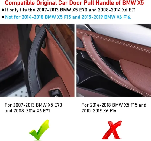 Vista 4 de TTCR-II Compatible con 2007-2013 BMW X5 cubierta para manija de puerta X6 2008-2014, 3 piezas de cubierta interior de manija de puerta beige para X5