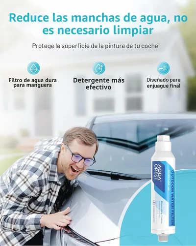 Vista 2 de AQUACREST Filtro de agua en línea, dedicado para lavado de autos, limpieza de ventanas y jardín, reduce eficazmente las manchas de agua dura