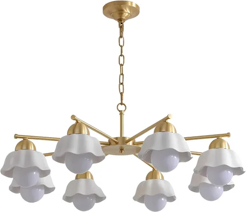 Vista 10 de BOKT Candelabros de cristal con forma de globo de mediados de siglo, moderna lámpara dorada para casa de campo, con barra ajustable, lámpara