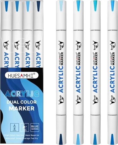 Vista 8 de Acrylic Paint Markers, 24 Pack Dual Tip Brush Pens - 48 Colors Double Ended Permanent Markers for Rock Painting, Ceramic, Glass, Wood, Canvas & Art