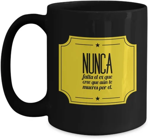 Vista 3 de Taza de Café Nunca Vaso, taza de café divertidas, tazas personalizadas, taza de café inspiradoras, taza con mensajes positivos.