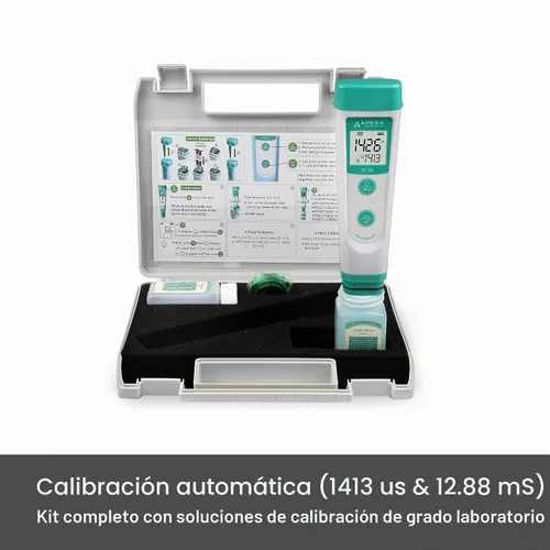 Vista 6 de Apera Instruments - Kit de probador de conductividad (EC) de bolsillo EC20 de la serie Value, precisión de ±1 % F.S en 0 a 20 mS/cm, sensor BPB
