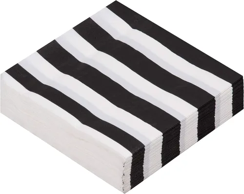 Vista 4 de BLUE PANDA Servilletas de cena – Diseño clásico de rayas blancas y negras – Servilletas desechables de cóctel y boda – Toallas decorativas