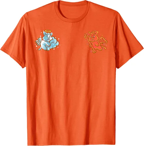 Vista 104 de Camiseta de gato ángel y diablo sentado en tu hombro Nerd Kitten, Negro