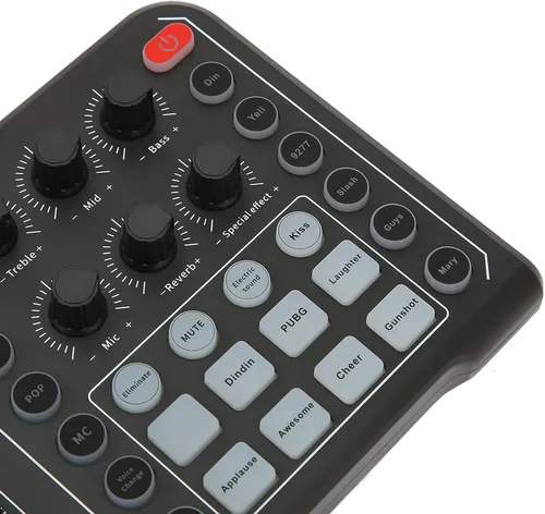 Vista 4 de Diydeg Tarjeta de sonido externa en vivo, mezclador de audio profesional, cambiador de voz con afinación electrónica de 12 pasos, reducción