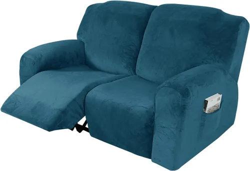 Vista 11 de vctops Fundas reclinables de felpa de terciopelo de lujo, 4 piezas, fundas elásticas y suaves para sofá, protector antideslizante de muebles