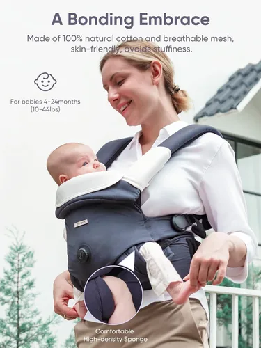 Vista 13 de bonoch EaseFit - Portabebés para recién nacidos a niños pequeños, perilla de ajuste para desarrollo saludable de la cadera del bebé, correa
