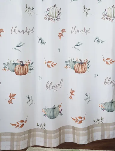 Vista 2 de Avanti Linens - Cortina de ducha de tela, decoración de baño inspirada en otoño (colección Grateful Patch)