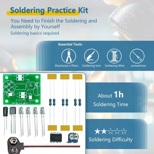 Vista 3 de EI Luz de respiración electrónica Kit de práctica de soldadura LED Kit de montaje Electrónico Kit de soldador Componente electrónico Ingeniería