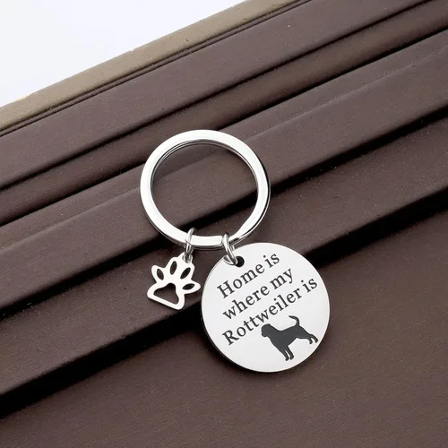 Vista 3 de Rottweiler Gift Home Is Where My Rottweiler Is Keychain Rottweiler Dog Jewelry