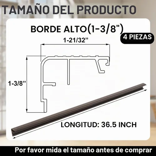 Vista 2 de 4 Pcs 36" L Fixed Vinyl Sill Threshold Cap 1-3/8 Inches High, Dark Brown Marrón oscuro