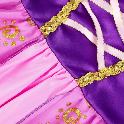 Vista 8 de JerrisApparel Disfraz de princesa para niñas, vestido de fiesta de Halloween con accesorios