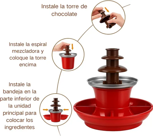 Vista 3 de Yosoo Health Gear Fuente de chocolate, máquina de fuente de fondue de chocolate, fondue de chocolate desmontable de 3 niveles para noche