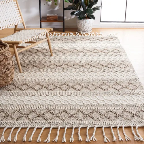 Vista 9 de SAFAVIEH Natura Collection Alfombra de pasillo, 2 pies 3 pulgadas x 9 pies, marfil y marrón, lana hecha a mano, ideal para zonas de alto tráfico