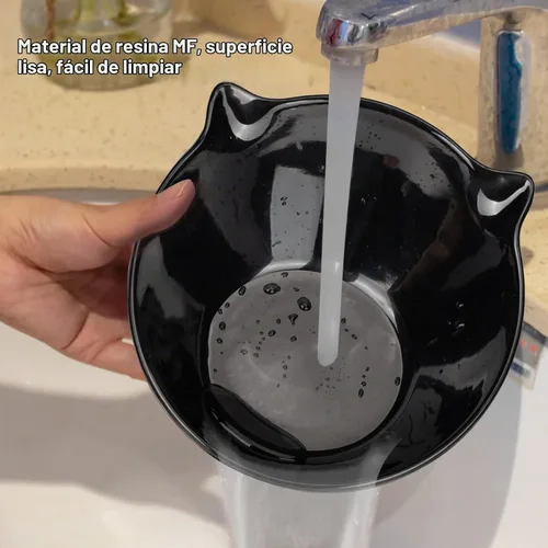 Vista 5 de Cuencos elevados desmontables para gatos, tazón elevado inclinado de 15° para gatos anti-vómito, amigable con los bigotes, platos ajustables